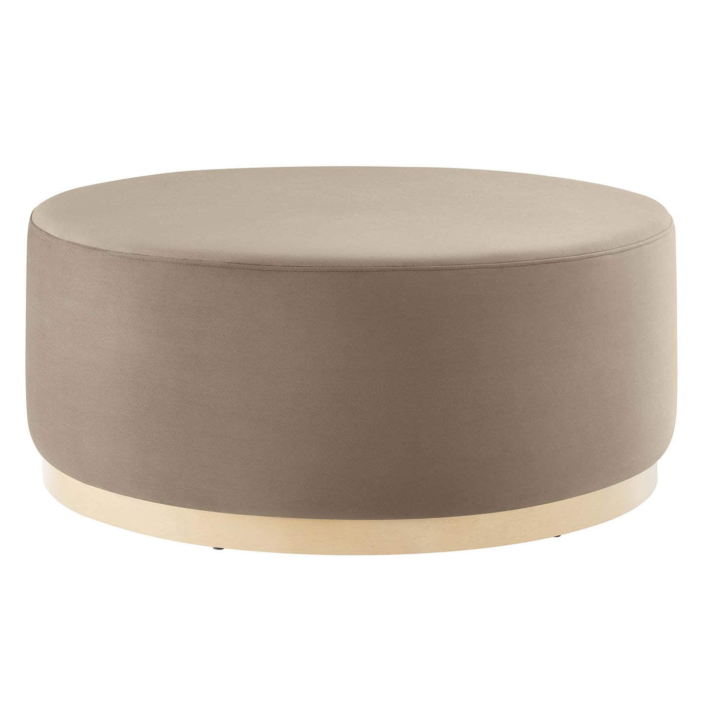 Tilden Large 38" Round Performance Velvet Upholstered Ottoman by Furniture For America