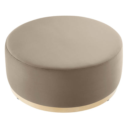 Tilden Large 38" Round Performance Velvet Upholstered Ottoman by Furniture For America