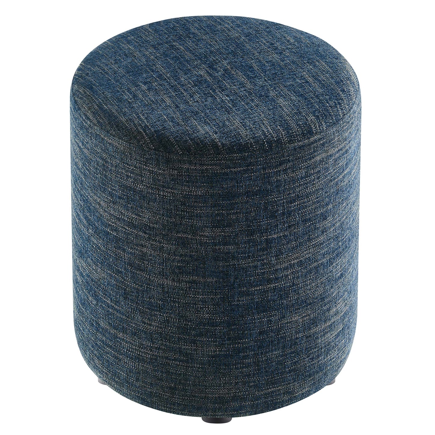 Callum 16" Round Woven Heathered Fabric Upholstered Ottoman by Furniture For America
