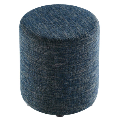 Callum 16" Round Woven Heathered Fabric Upholstered Ottoman by Furniture For America