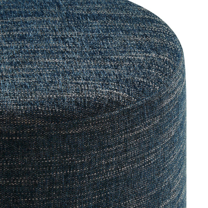 Callum 16" Round Woven Heathered Fabric Upholstered Ottoman by Furniture For America