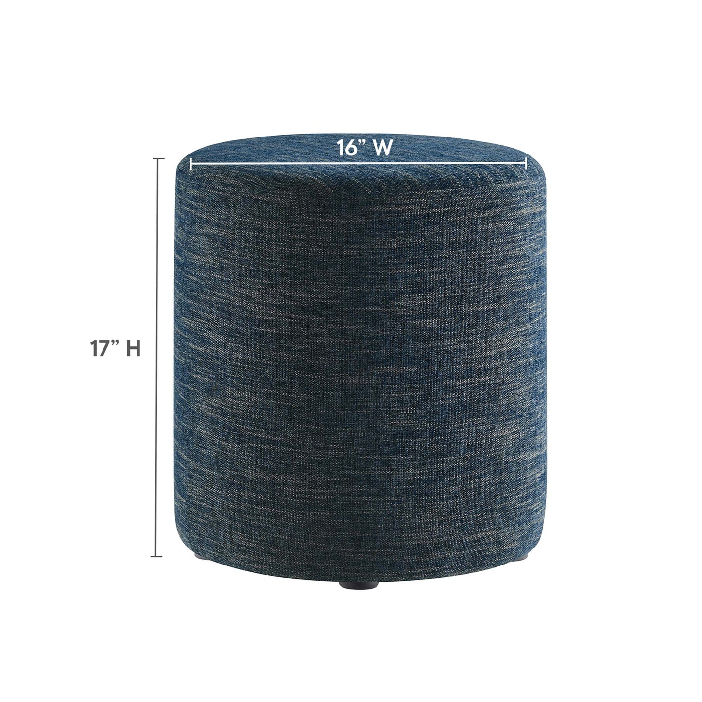 Callum 16" Round Woven Heathered Fabric Upholstered Ottoman by Furniture For America