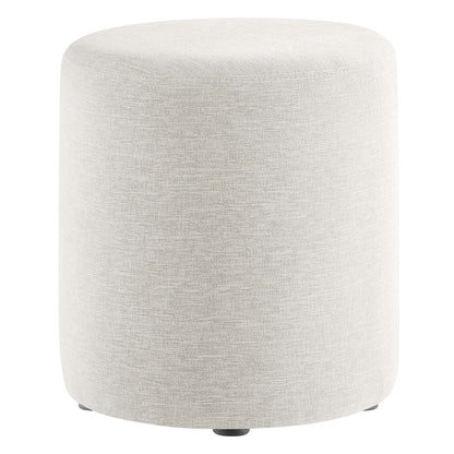 Callum 16" Round Woven Heathered Fabric Upholstered Ottoman by Furniture For America