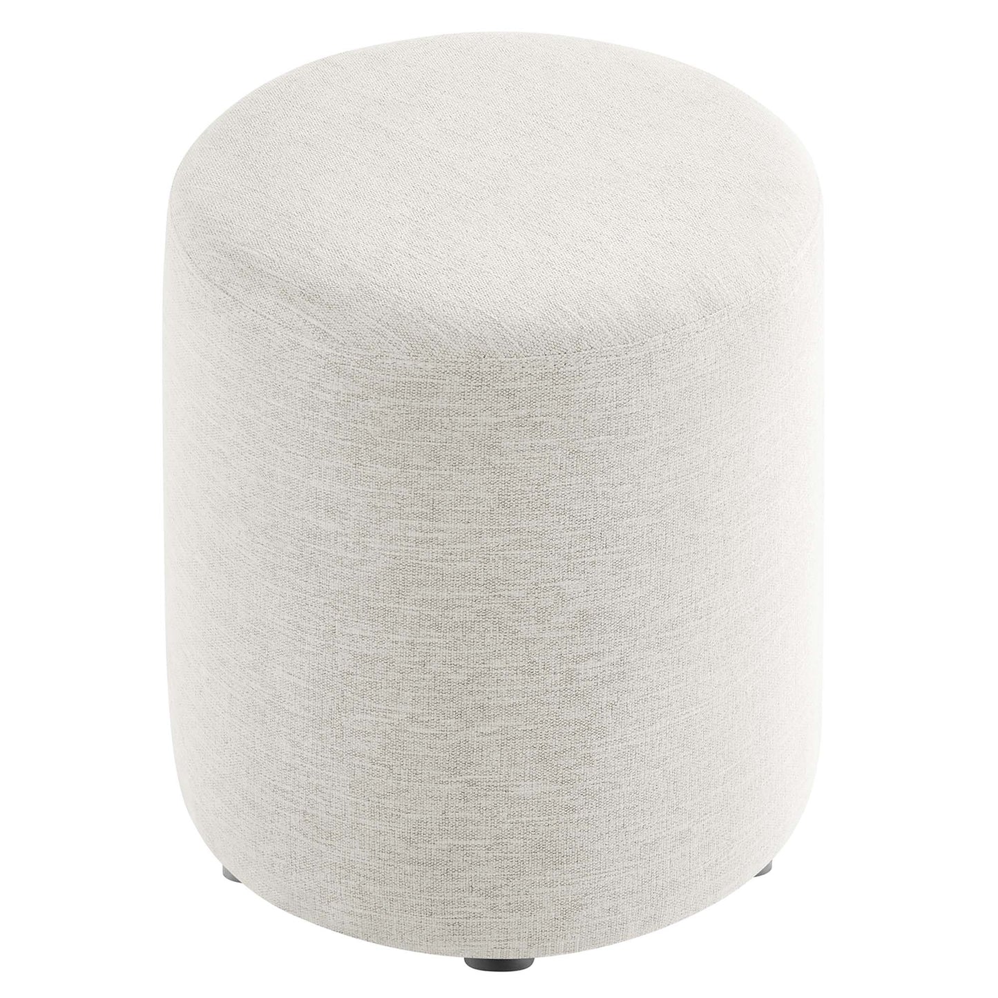 Callum 16" Round Woven Heathered Fabric Upholstered Ottoman by Furniture For America
