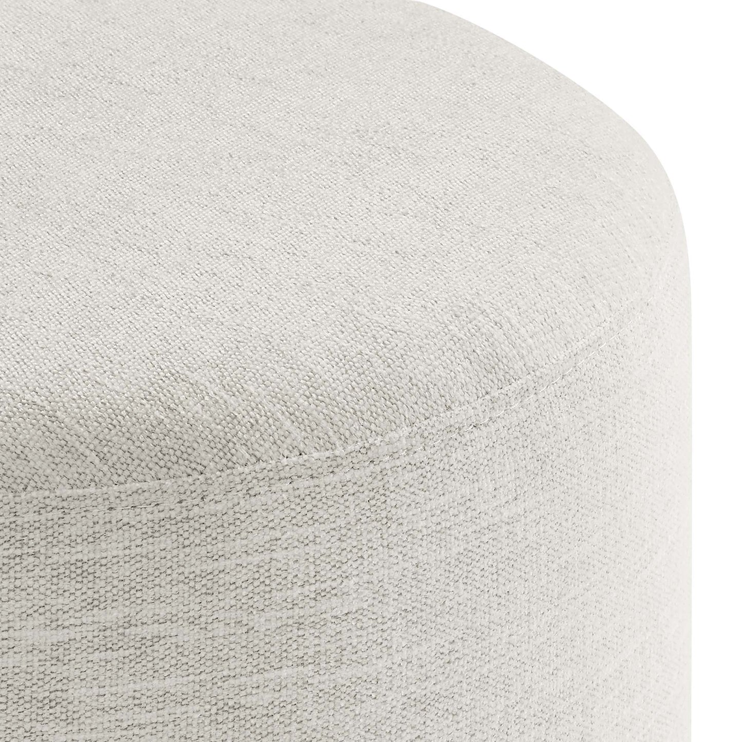 Callum 16" Round Woven Heathered Fabric Upholstered Ottoman by Furniture For America