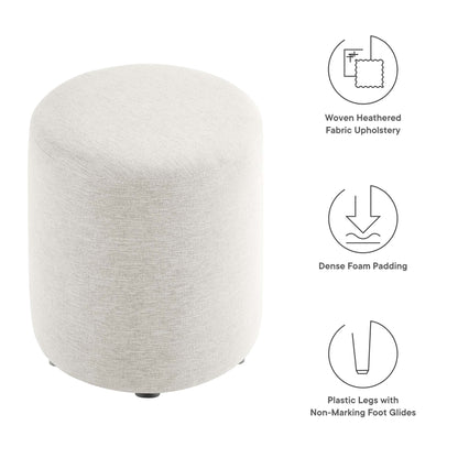 Callum 16" Round Woven Heathered Fabric Upholstered Ottoman by Furniture For America