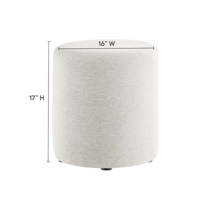 Callum 16" Round Woven Heathered Fabric Upholstered Ottoman by Furniture For America