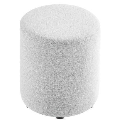 Callum 16" Round Woven Heathered Fabric Upholstered Ottoman by Furniture For America