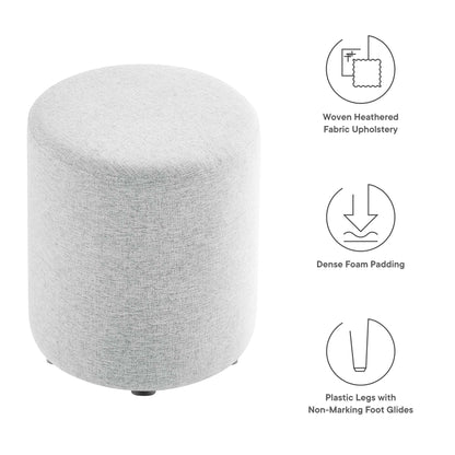 Callum 16" Round Woven Heathered Fabric Upholstered Ottoman by Furniture For America