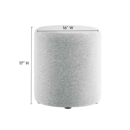 Callum 16" Round Woven Heathered Fabric Upholstered Ottoman by Furniture For America
