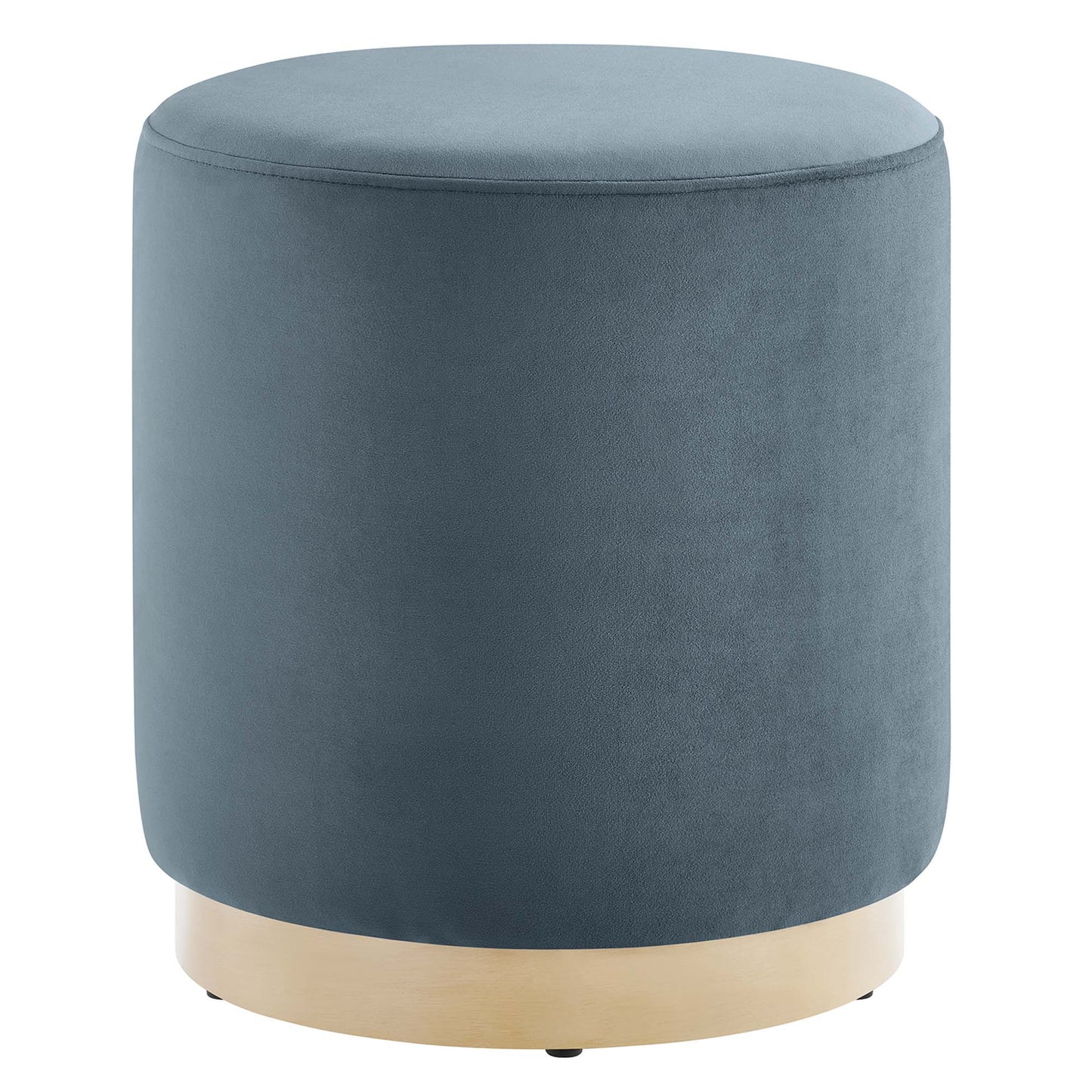 Tilden 16" Round Performance Velvet Upholstered Ottoman by Furniture For America