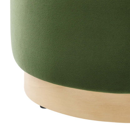 Tilden 16" Round Performance Velvet Upholstered Ottoman by Furniture For America