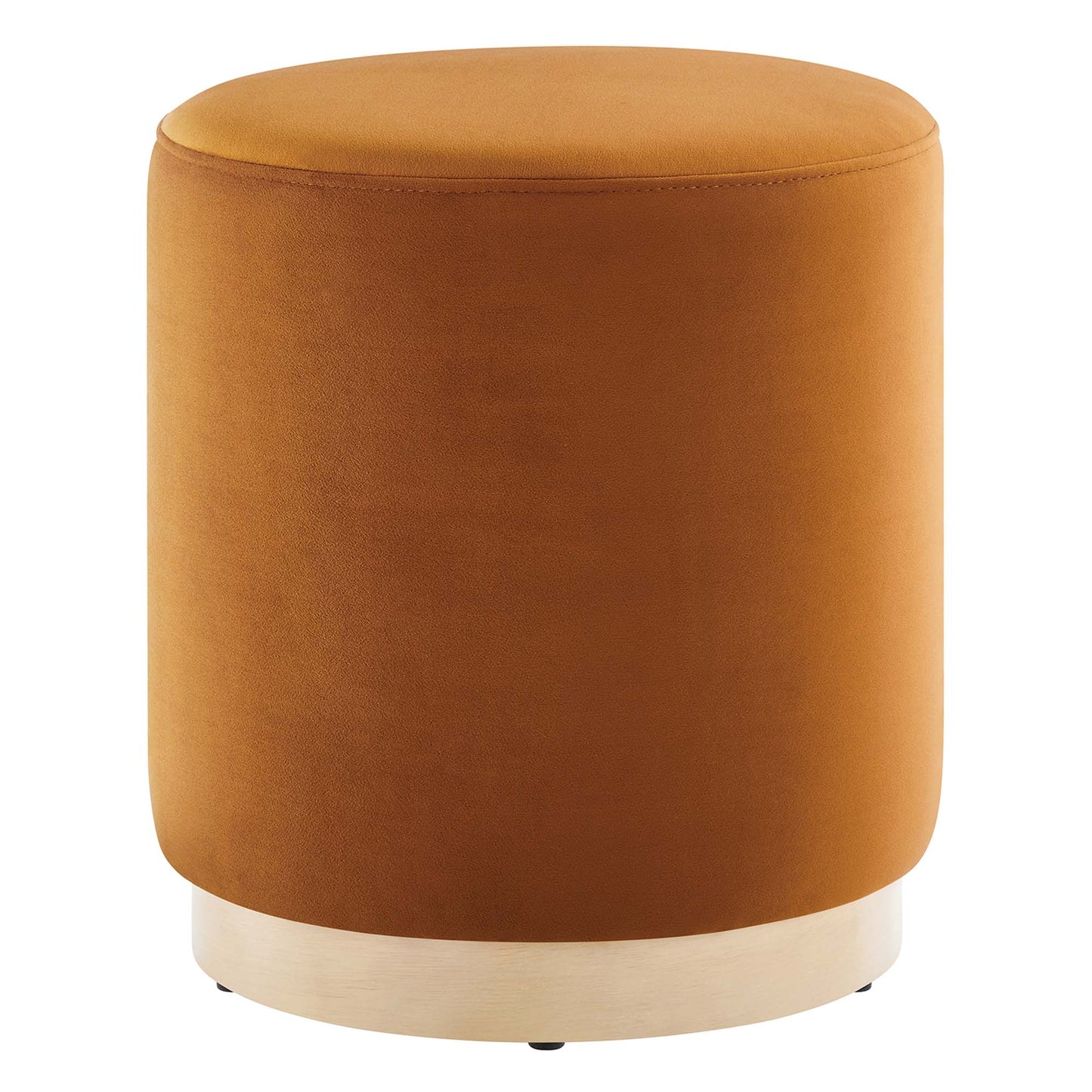 Tilden 16" Round Performance Velvet Upholstered Ottoman by Furniture For America