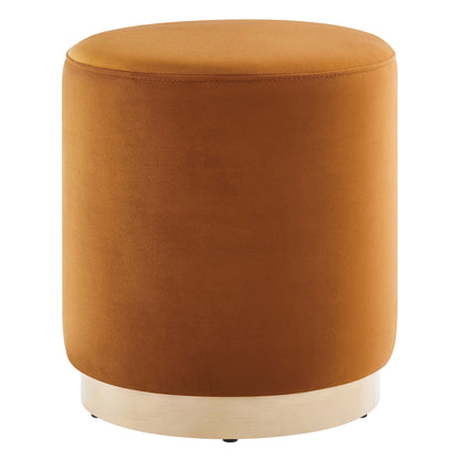 Tilden 16" Round Performance Velvet Upholstered Ottoman by Furniture For America