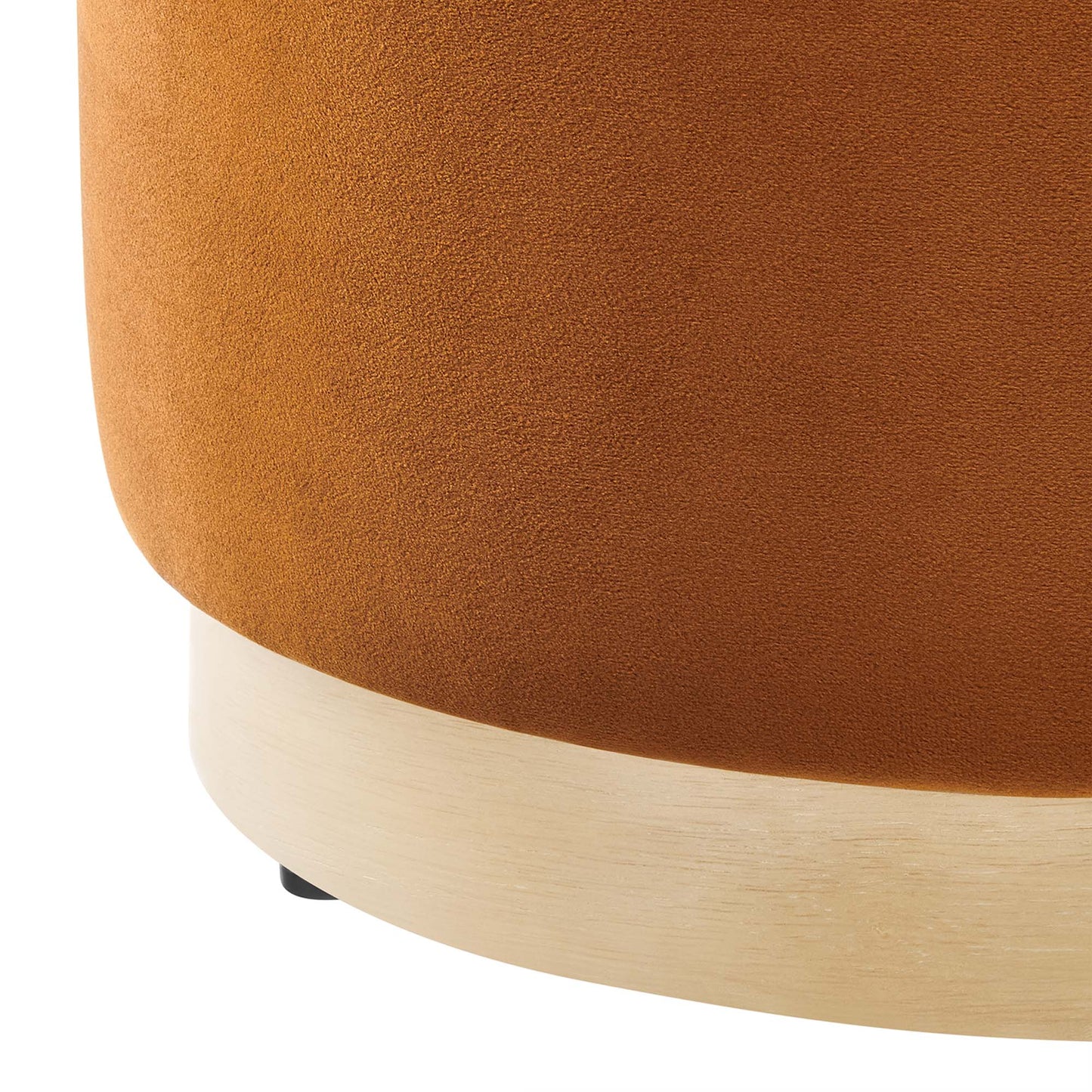 Tilden 16" Round Performance Velvet Upholstered Ottoman by Furniture For America