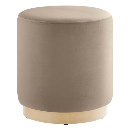 Tilden 16" Round Performance Velvet Upholstered Ottoman by Furniture For America