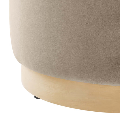 Tilden 16" Round Performance Velvet Upholstered Ottoman by Furniture For America
