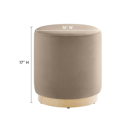 Tilden 16" Round Performance Velvet Upholstered Ottoman by Furniture For America