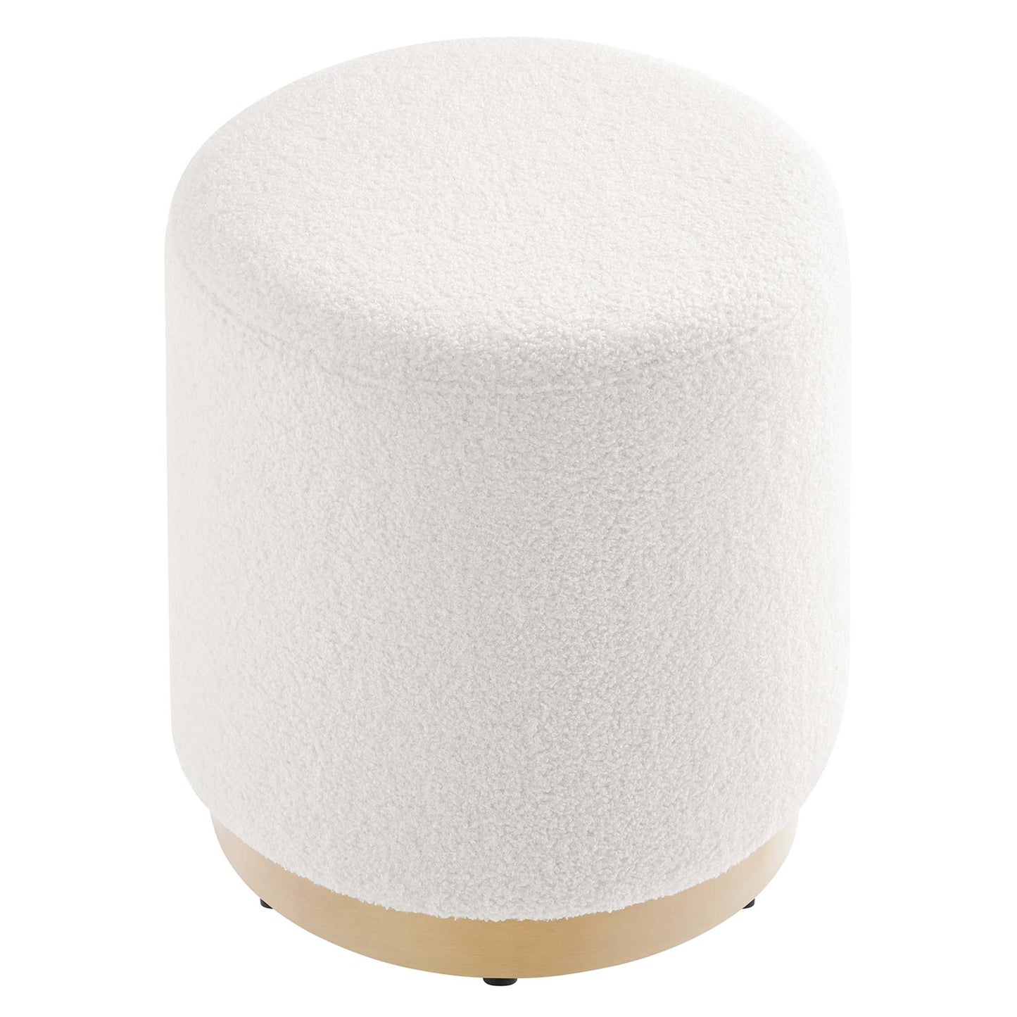 Tilden 16" Round Sherpa Upholstered Ottoman by Furniture For America