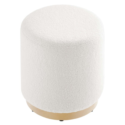 Tilden 16" Round Sherpa Upholstered Ottoman by Furniture For America