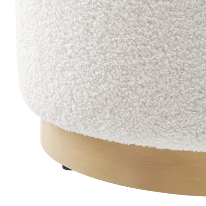 Tilden 16" Round Sherpa Upholstered Ottoman by Furniture For America