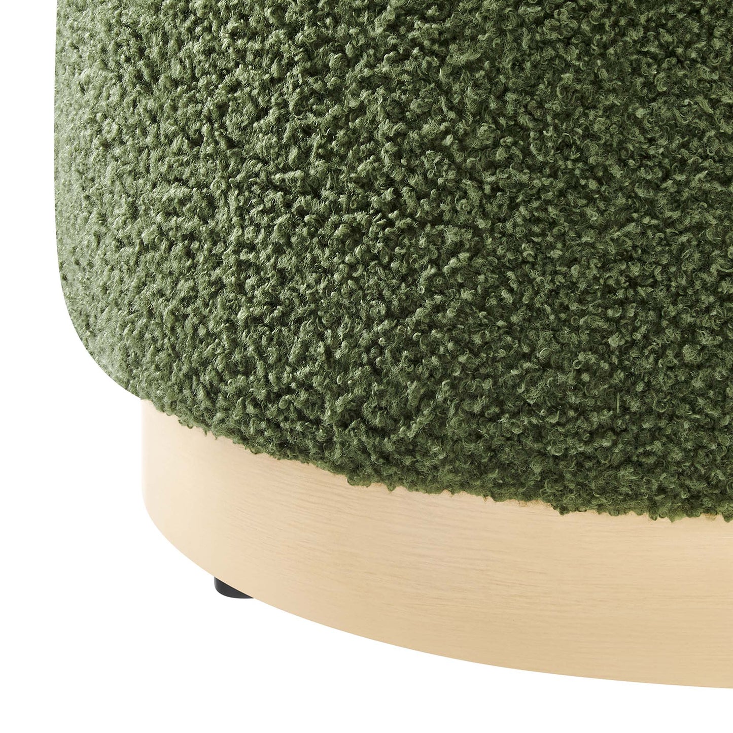 Tilden 16" Round Sherpa Upholstered Ottoman by Furniture For America