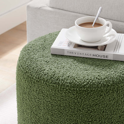 Tilden 16" Round Sherpa Upholstered Ottoman by Furniture For America