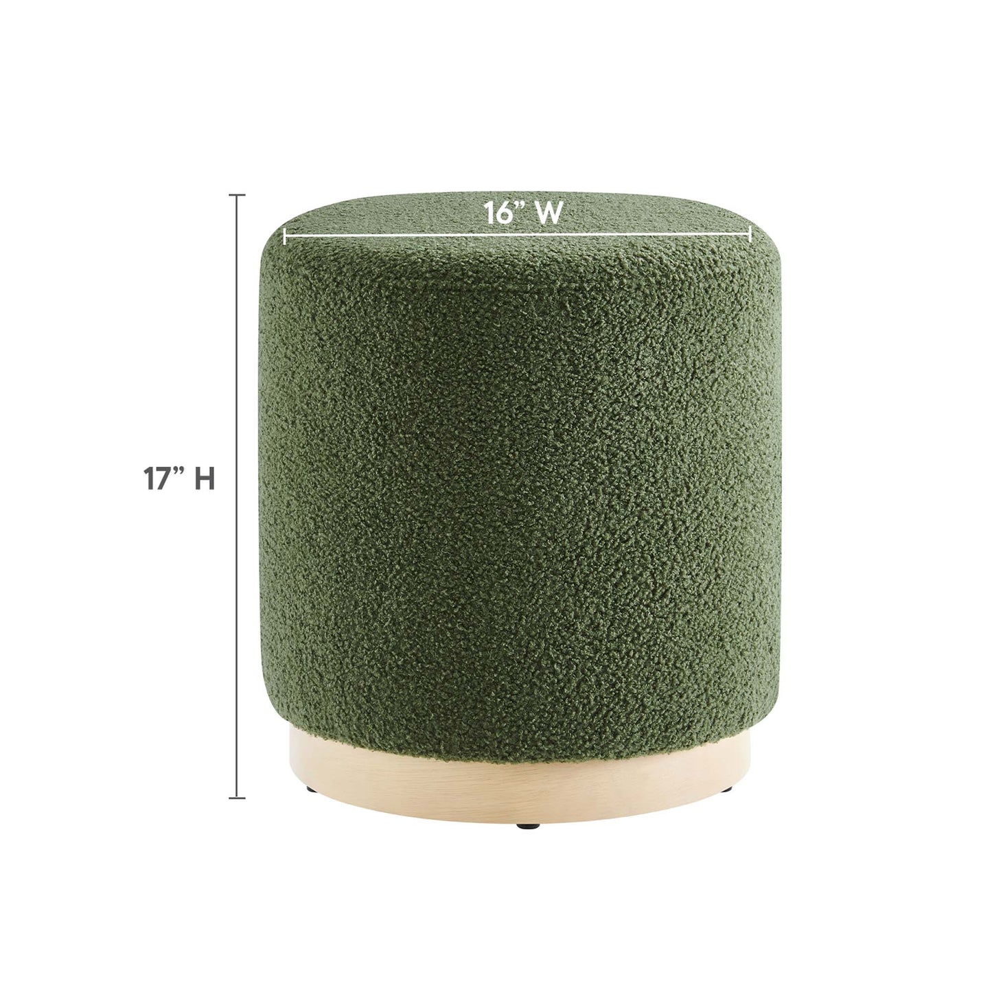 Tilden 16" Round Sherpa Upholstered Ottoman by Furniture For America
