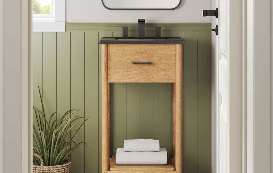 Quill 18" Bathroom Vanity in Natural Black