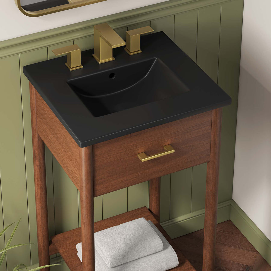 Quill 18" Bathroom Vanity in Walnut Black