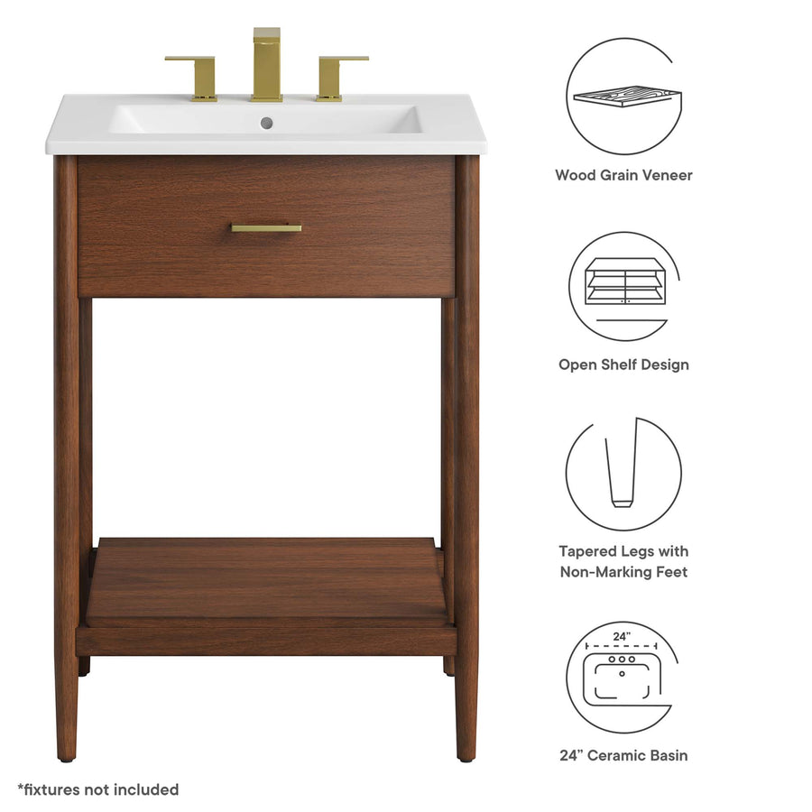 Quill 24" Bathroom Vanity in Walnut White