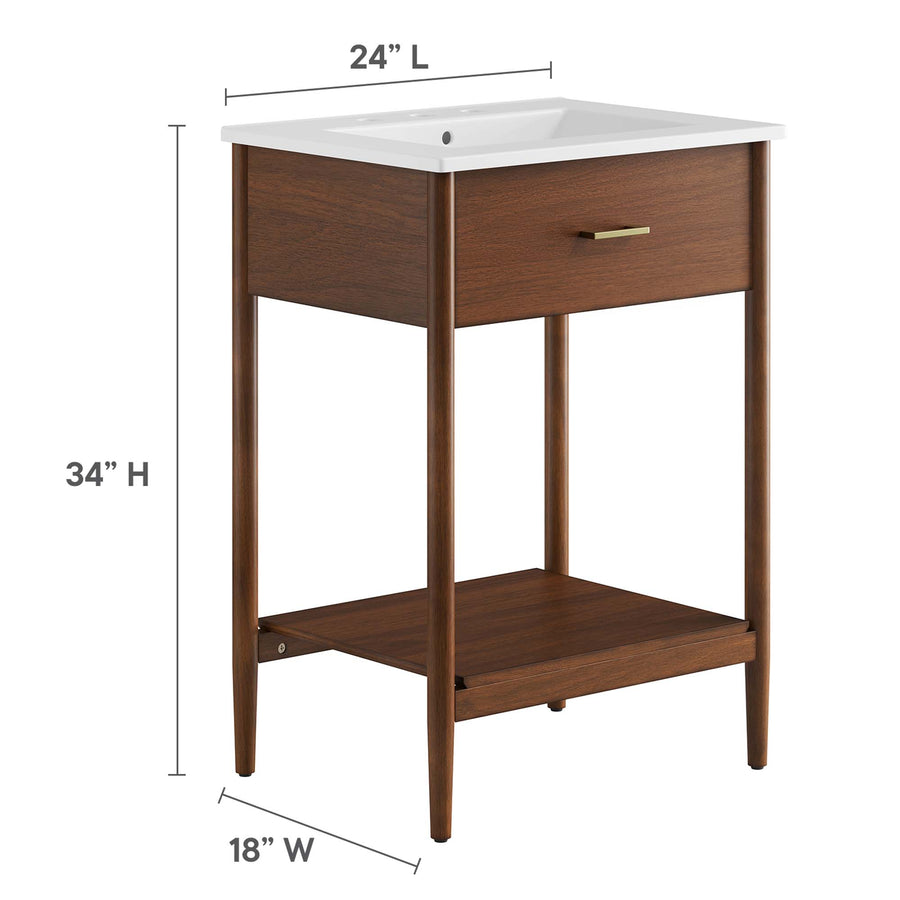 Quill 24" Bathroom Vanity in Walnut White