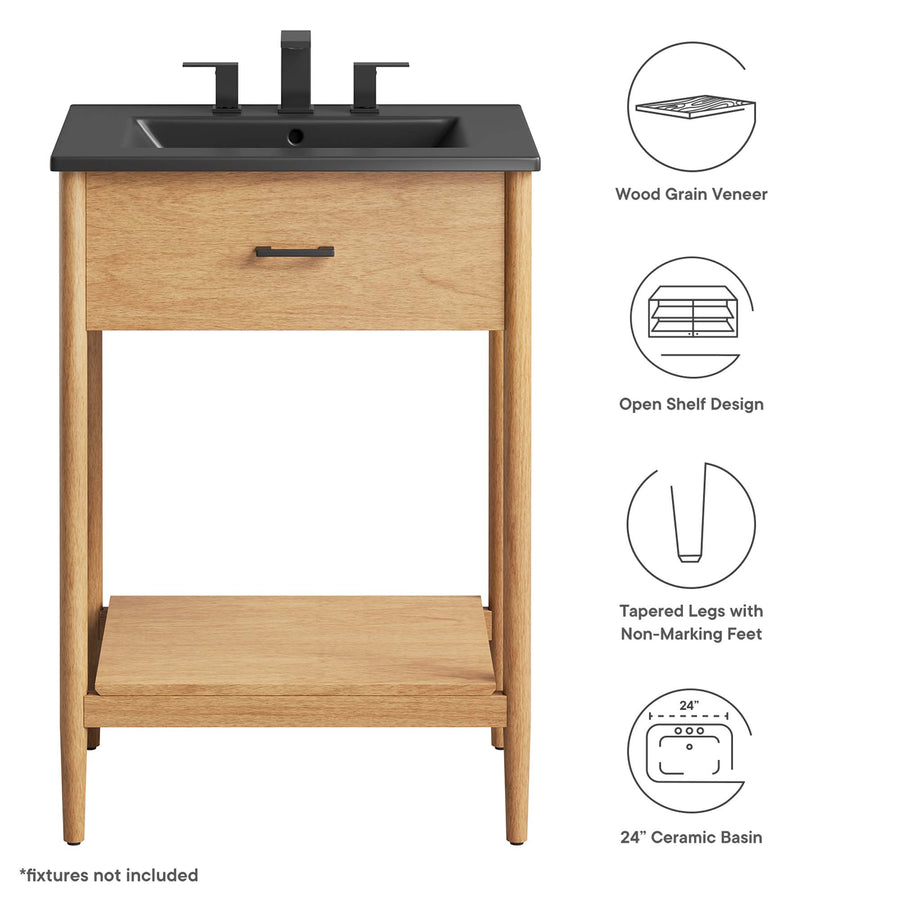 Quill 24" Bathroom Vanity in Natural Black
