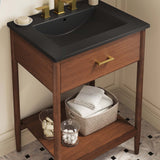 Quill 24" Bathroom Vanity in Walnut Black