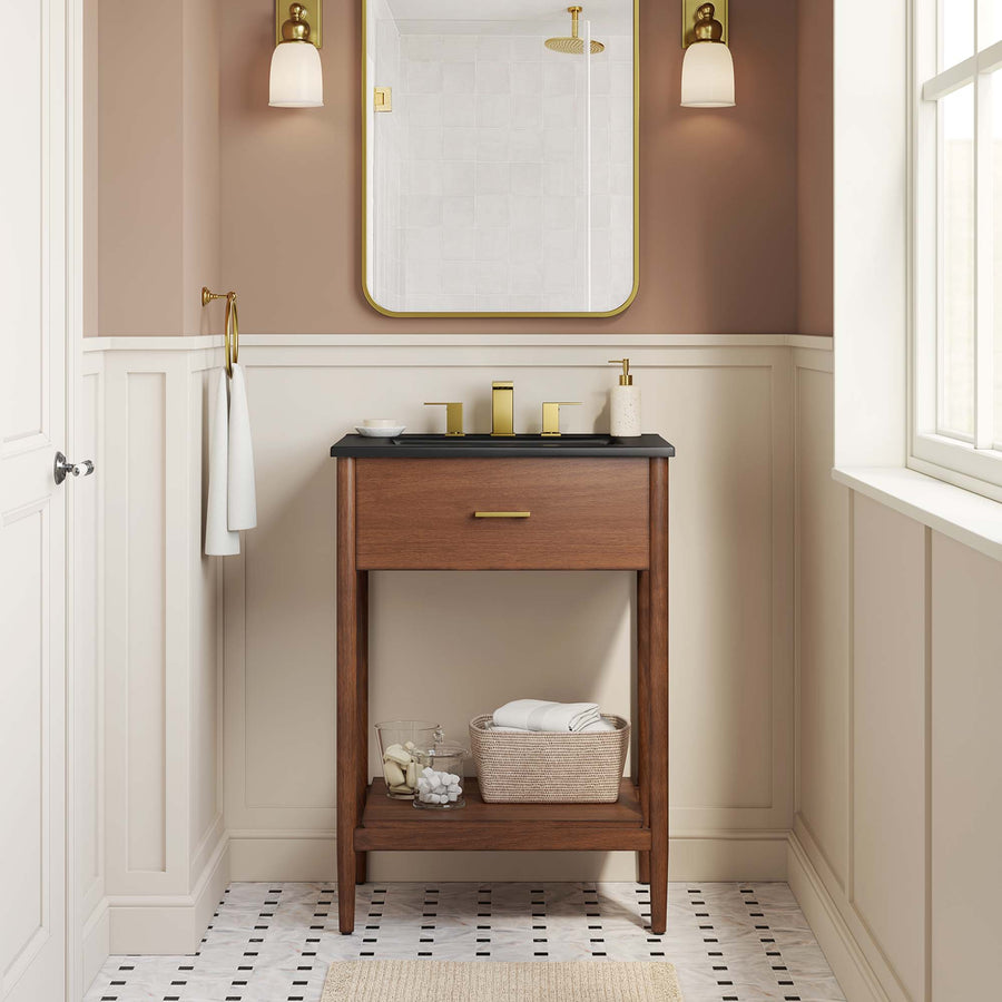 Quill 24" Bathroom Vanity in Walnut Black