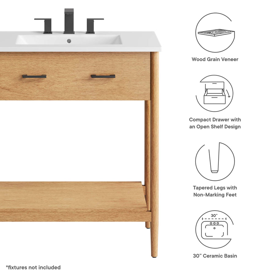 Quill 30" Bathroom Vanity in Natural White