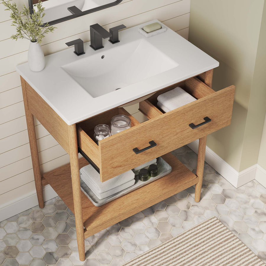 Quill 30" Bathroom Vanity in Natural White