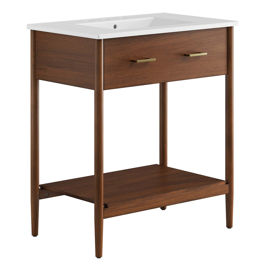 Quill 30" Bathroom Vanity in Walnut White