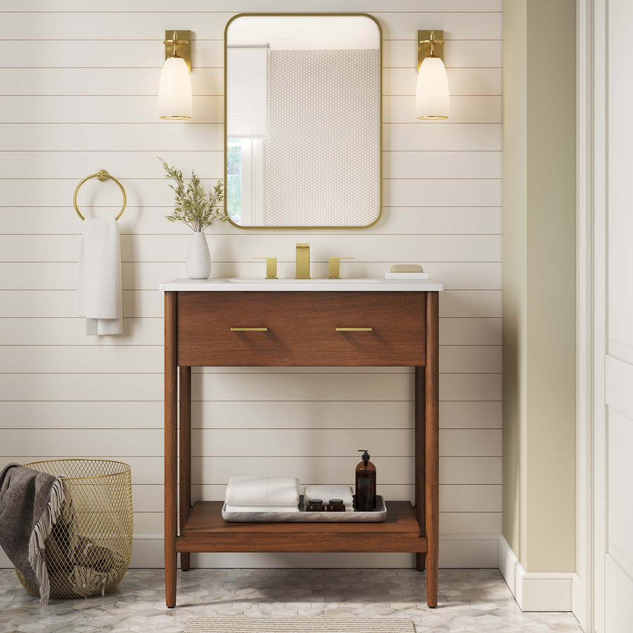 Quill 30" Bathroom Vanity in Walnut White
