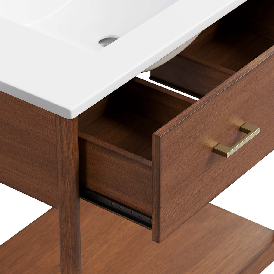 Quill 30" Bathroom Vanity in Walnut White