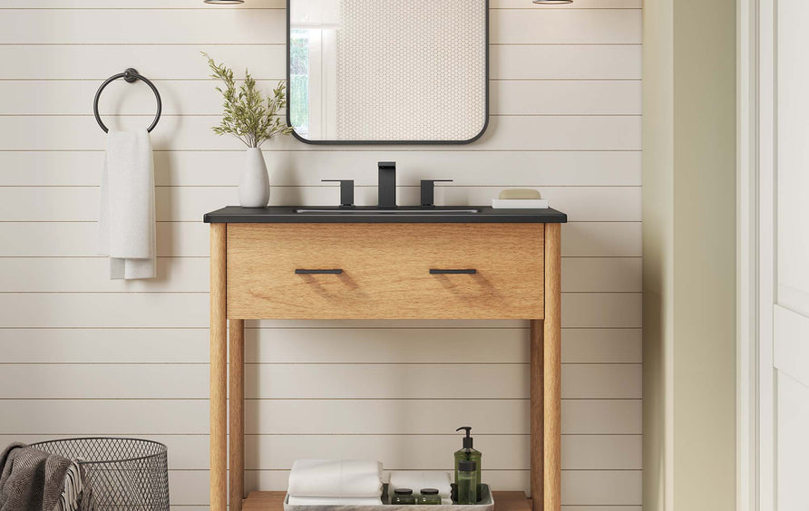 Quill 30" Bathroom Vanity in Natural Black