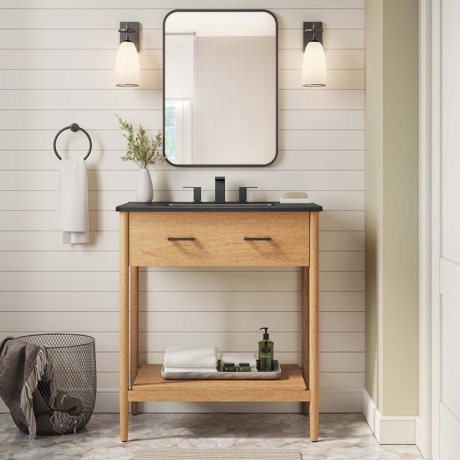 Quill 30" Bathroom Vanity in Natural Black