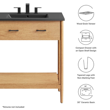 Zaire 30" Bathroom Vanity in Natural Black