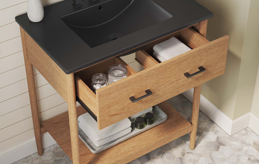 Quill 30" Bathroom Vanity in Natural Black