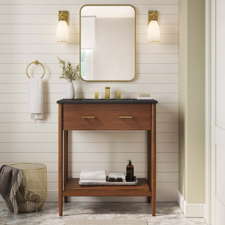 Quill 30" Bathroom Vanity in Walnut Black