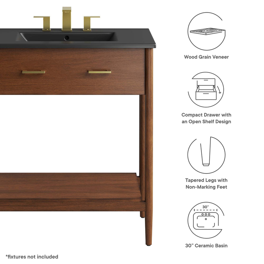 Quill 30" Bathroom Vanity in Walnut Black