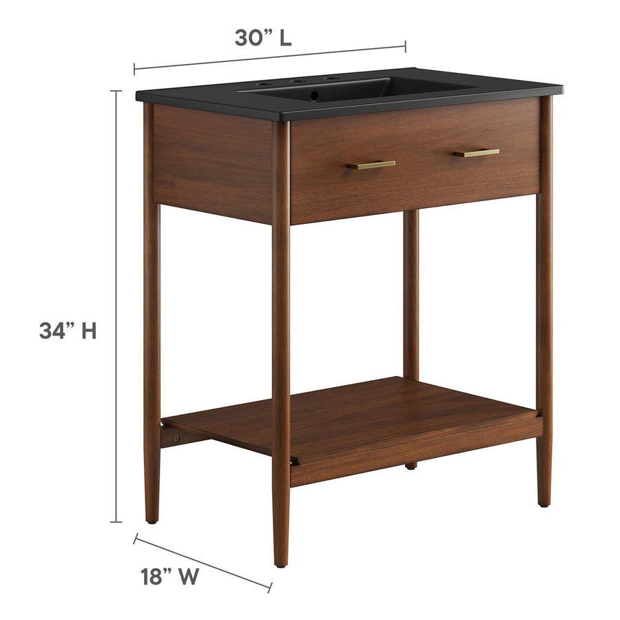 Quill 30" Bathroom Vanity in Walnut Black