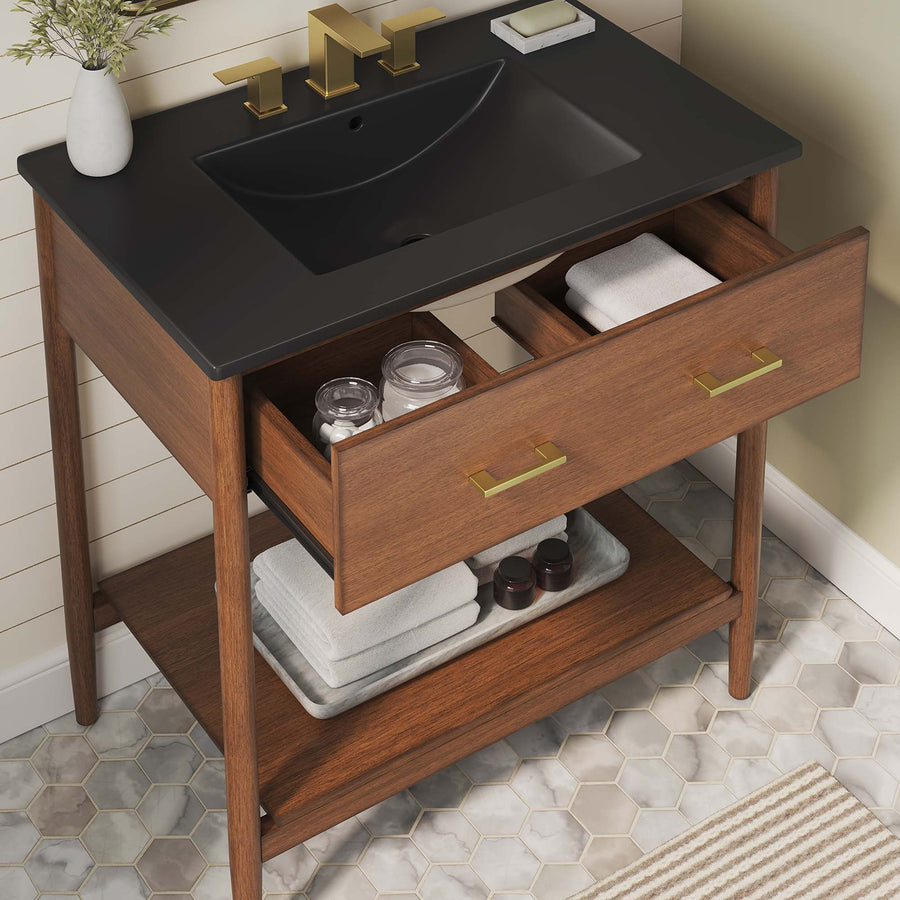 Quill 30" Bathroom Vanity in Walnut Black