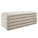 Shuttle Upholstered Performance Velvet Storage Bench in Almond