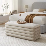 Shuttle Upholstered Performance Velvet Storage Bench in Almond